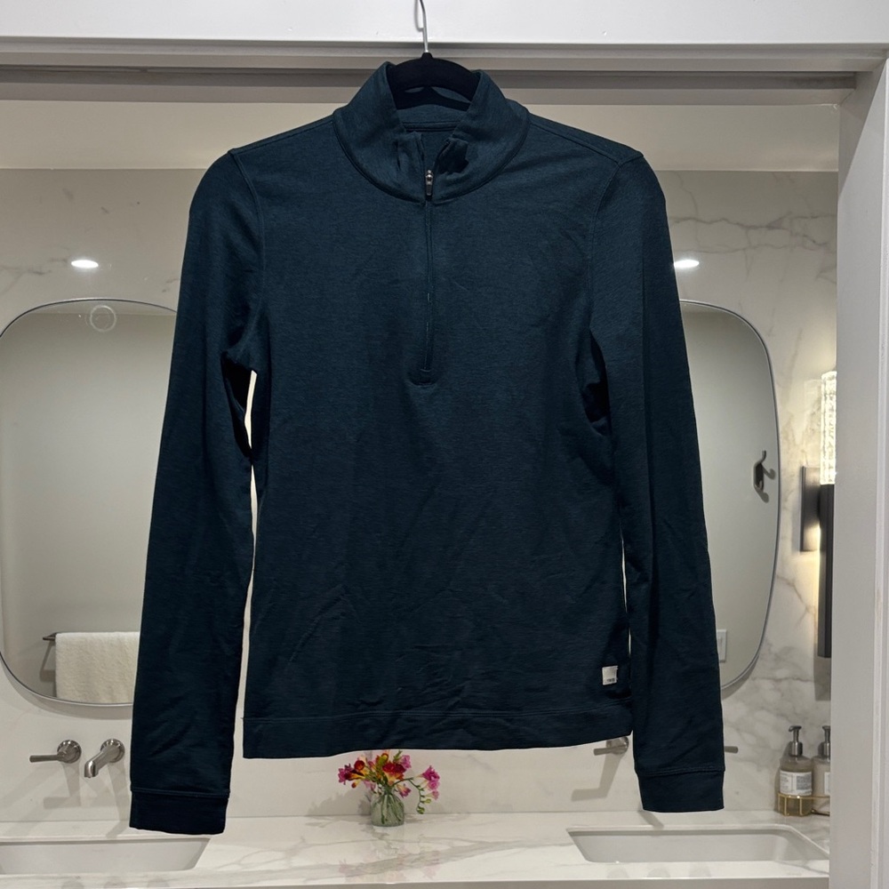 Vuori Teal Crewneck with Small Logo Patch